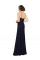 Scoop Neck Long Soft Chiffon Dark Navy Sleeveless Bridal Party Dress Victoria