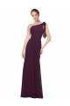 One Shoulder Long Soft Chiffon Grape Sleeveless Bridesmaid Dresses Victoria