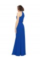 Jewel Neck Long Soft Chiffon Royal Blue Sleeveless Bridal Party Dress Victoria