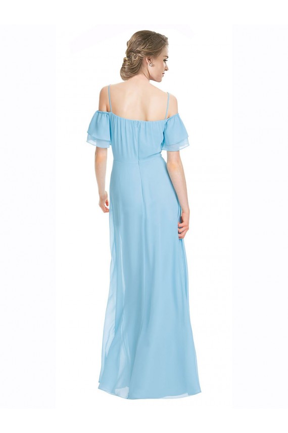 Spaghetti Straps Long Soft Chiffon Mint Green Sleeveless Bridesmaid Dress Victoria