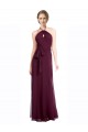 Halter Neck Long Soft Chiffon Burgundy Sleeveless Evening Dress / Bridesmaid Dress Victoria