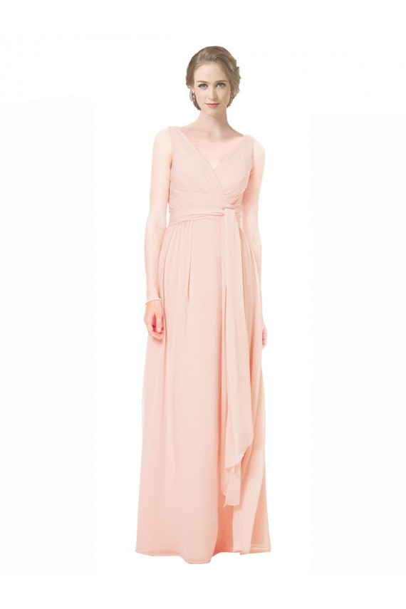 V-Neck Long Chiffon Sleeveless Wedding Party Dress Victoria