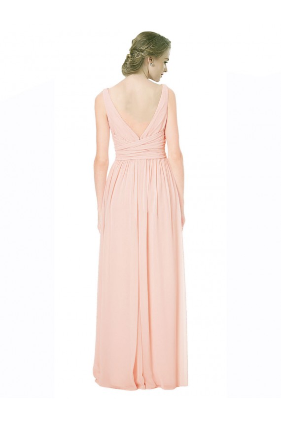 V-Neck Long Chiffon Sleeveless Wedding Party Dress Victoria