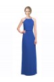 Spaghetti Straps Long Soft Chiffon Blue Sleeveless Bridesmaid Dress Victoria