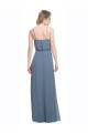 Spaghetti Straps Long Soft Chiffon Blue Sleeveless Bridesmaid Dress Victoria