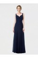 Sweetheart Long Lxue Chiffon Dark Navy Sleeveless Bridesmaid Dress Victoria
