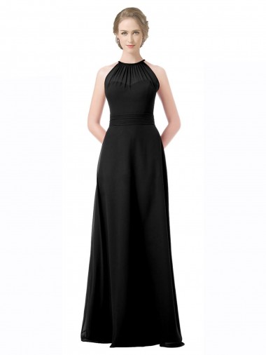 Sweetheart Long Chiffon Black Sleeveless Formal Dress / Bridesmaid Dress Victoria