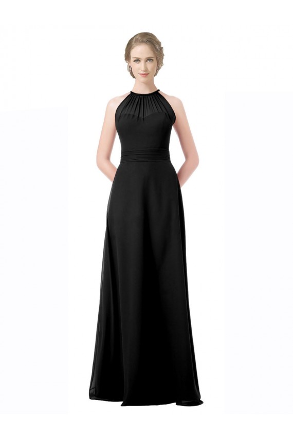 Sweetheart Long Chiffon Black Sleeveless Formal Dress / Bridesmaid Dress Victoria