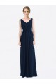 V-Neck Long Soft Chiffon Dark Navy Sleeveless Evening Gowns / Bridesmaid Dress Victoria