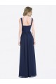 V-Neck Long Soft Chiffon Dark Navy Sleeveless Evening Gowns / Bridesmaid Dress Victoria