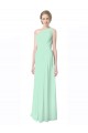 One Shoulder Long Soft Chiffon Mint Green Sleeveless Bridesmaid Dress Victoria