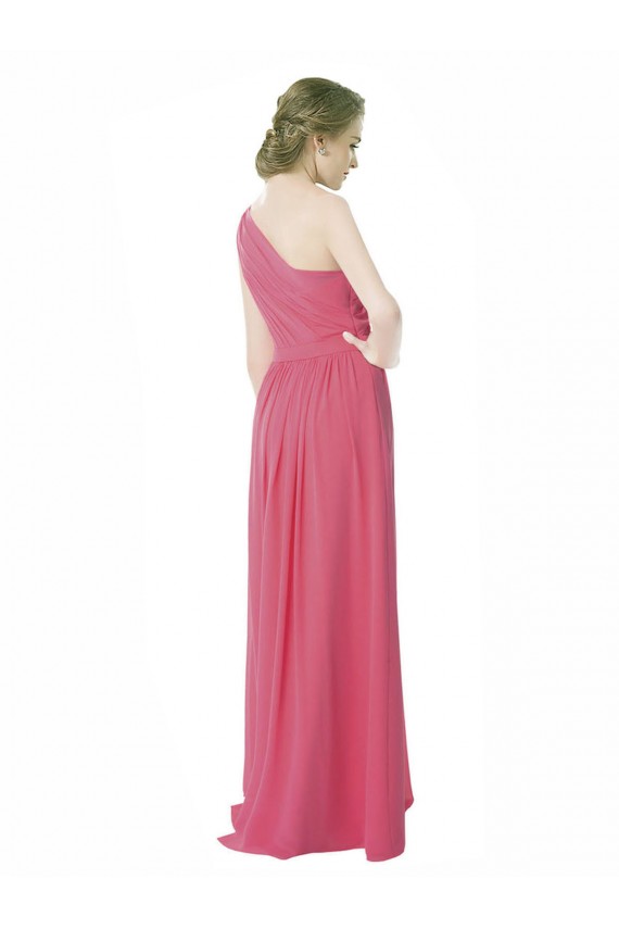 One Shoulder Long Soft Chiffon Mint Green Sleeveless Bridesmaid Dress Victoria
