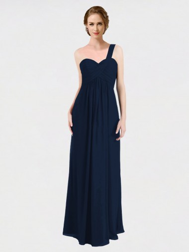 Sweetheart Long Soft Chiffon Dark Navy Sleeveless Bridesmaid Dress / Formal Dress Victoria