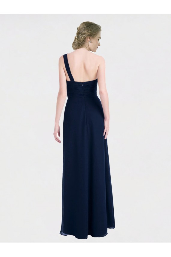 Sweetheart Long Soft Chiffon Dark Navy Sleeveless Bridesmaid Dress / Formal Dress Victoria