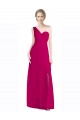One Shoulder Long Soft Chiffon Red Sleeveless Bridesmaid Dress Victoria