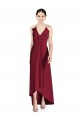 V-Neck Long Soft Chiffon Burgundy Sleeveless High Low Bridesmaid Dress Victoria