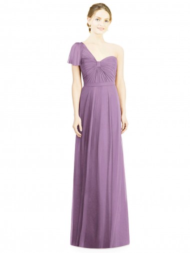 Sweetheart Long Soft Chiffon Dark Lavender Flutter Sleeves Formal Dress / Bridesmaid Dress Victoria