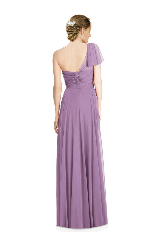 Sweetheart Long Soft Chiffon Dark Lavender Flutter Sleeves Formal Dress / Bridesmaid Dress Victoria