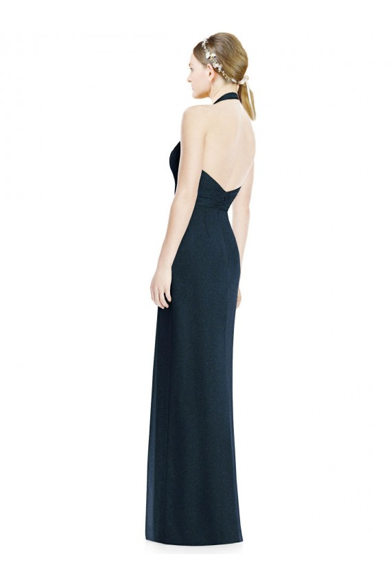 V-Neck Long Soft Chiffon Dark Navy Sleeveless Formal Dress / Bridesmaid Dress Victoria