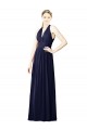 V-Neck Long Chiffon Dark Navy Sleeveless Bridesmaid Dresses Victoria