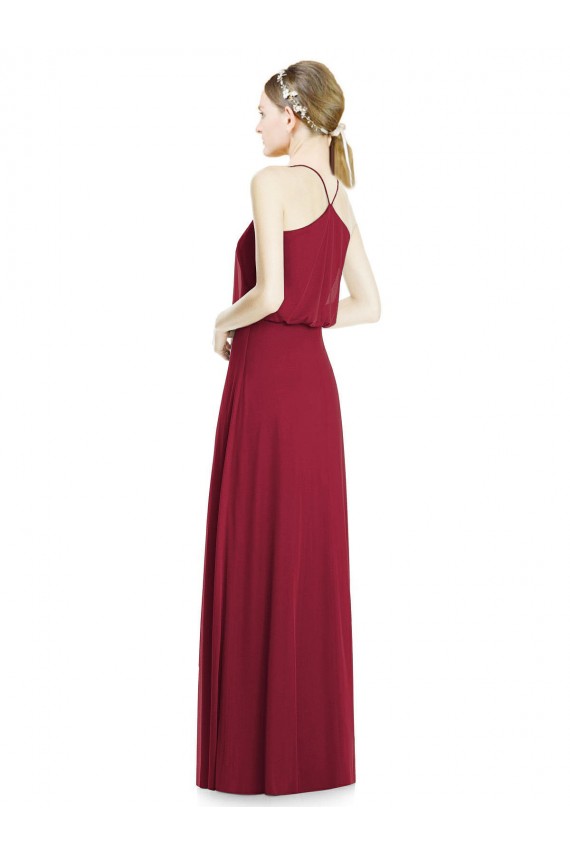 V-Neck Long Soft Chiffon Burgundy Sleeveless Evening Gowns / Bridesmaid Dress Victoria