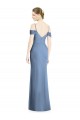 Jewel Long Soft Chiffon Dusty Blue Cold Shoulder Formal Evening Gown / Bridesmaid Dress Victoria