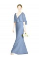 V-Neck Long Soft Chiffon Dusty Blue Trumpet Sleeveless Bridesmaid Dress Victoria