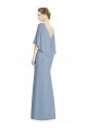 V-Neck Long Soft Chiffon Dusty Blue Trumpet Sleeveless Bridesmaid Dress Victoria