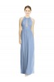 Halter Neck Long Chiffon Dusty Blue Sleeveless Wedding Party Dress Victoria