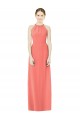 Halter Neck Long Soft Chiffon Coral Sleeveless Bridesmaid Dress Victoria