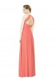Halter Neck Long Soft Chiffon Coral Sleeveless Bridesmaid Dress Victoria