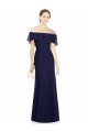 Off the Shoulder Long Soft Chiffon Dark Navy Sleeveless Bridesmaid Dress Victoria