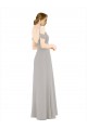 Sweetheart Long Soft Chiffon & Lace Silver Cold Shoulder Bridesmaid Dress Victoria