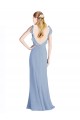V-Neck Long Floor Length Chiffon Dusty Blue Sleeveless Bridesmaid Dress Victoria