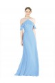 Halter Neck Long Soft Chiffon Periwinkle Cold Shoulder Formal Dress / Bridesmaid Dress Victoria