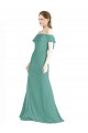 Off the Shoulder Long Soft Chiffon Icelandic Silver Sleeveless Bridal Party Dress Victoria