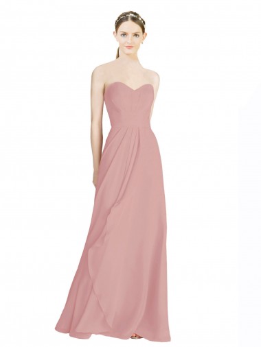 Sweetheart Long Soft Chiffon Dusty Pink Sleeveless Bridesmaid Dress / Formal Dress Victoria