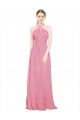 V-Neck Long Chiffon Skin Pink Sleeveless Bridesmaid Dress / Evening Dress Victoria