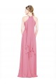 V-Neck Long Chiffon Skin Pink Sleeveless Bridesmaid Dress / Evening Dress Victoria
