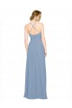 High Neck Long Chiffon Dusty Blue Sleeveless Bridesmaid Dress / Evening Dress Victoria