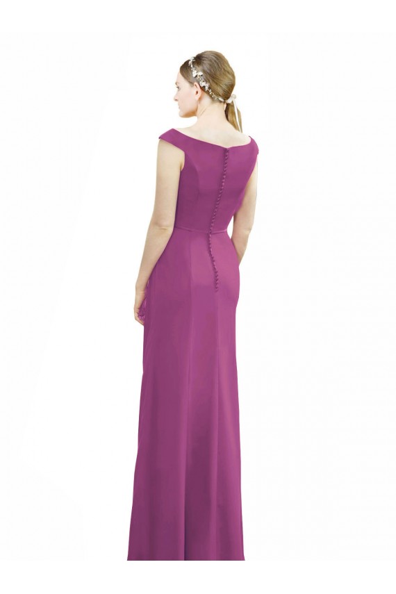 High Neck Long Soft Chiffon Wild Berry Sleeveless Bridesmaid Dress Victoria
