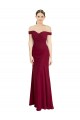Off the Shoulder Long Soft Chiffon Burgundy Sleeveless Black Tie Prom Dress / Bridesmaid Dress Victoria