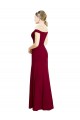 Off the Shoulder Long Soft Chiffon Burgundy Sleeveless Black Tie Prom Dress / Bridesmaid Dress Victoria