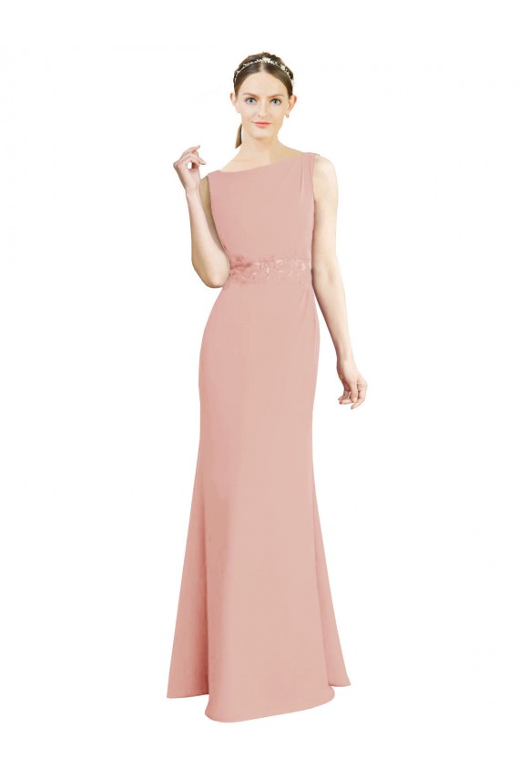High Neck Long Soft Chiffon Bliss Pink Sleeveless Bridesmaid Dress Victoria