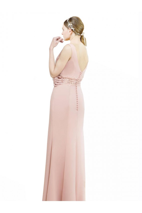 High Neck Long Soft Chiffon Bliss Pink Sleeveless Bridesmaid Dress Victoria