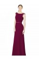 High Neck Long Soft Chiffon Burgundy Sleeveless Bridesmaid Dress Victoria