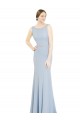 High Neck Long Soft Chiffon Light Sky Blue Sleeveless Bridesmaid Dress Victoria