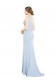 High Neck Long Soft Chiffon Light Sky Blue Sleeveless Bridesmaid Dress Victoria