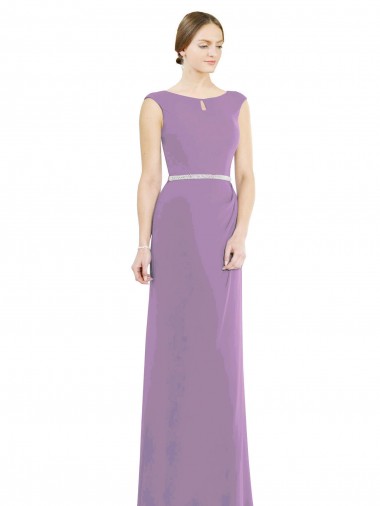 High Neck Long Soft Chiffon Dark Lavender Sleeveless Formal Dress / Bridesmaid Dress Victoria