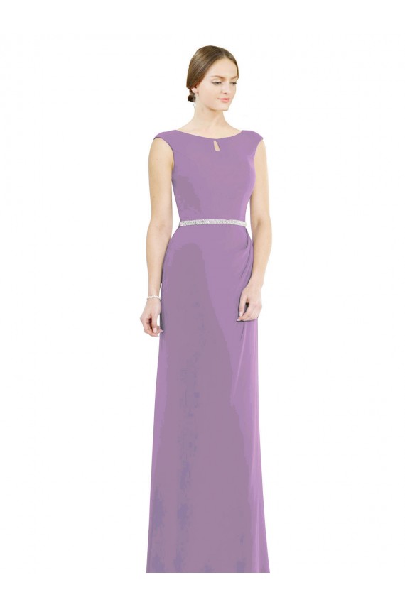 High Neck Long Soft Chiffon Dark Lavender Sleeveless Formal Dress / Bridesmaid Dress Victoria